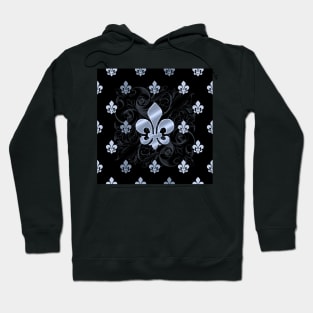 Fleur de Lys-Black & Silver Hoodie